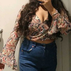 Paisley Print Crop Top