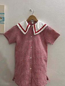 Red Gingham Dress w/ Sailor Collar