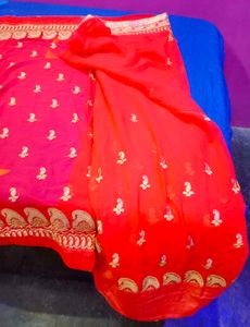 Orange Embroidered Saree