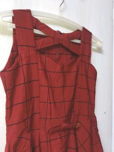 Exclusive Maroon Criss Cross Neck Dress