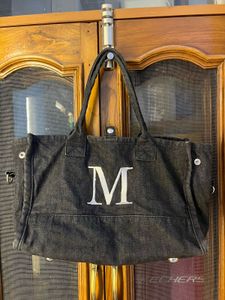 Denim 'M' Initial Tote Bag