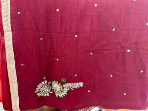 Magenta Burgundy Saree with Silver Embroidery