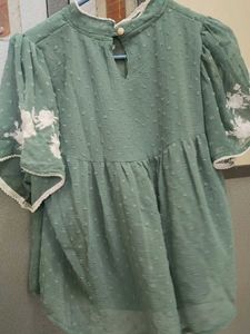 Green Embroidered Top