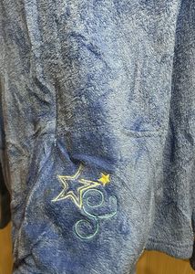 Blue Terry Cloth Long Sleeve Top