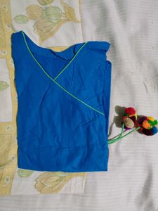 Blue Kurti with Colorful Detail