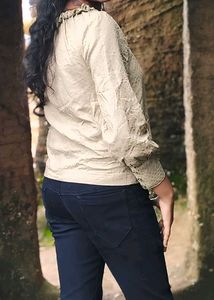Ruffled Neck Long Sleeve Top