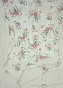 White Flare Dress With Beutiful Flower Print 🌸