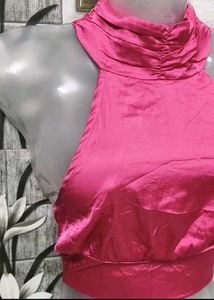 Pink Halter Neck Sleeveless Top