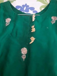 Green Embroidered Kurta , Net Plazzo And Dupatta