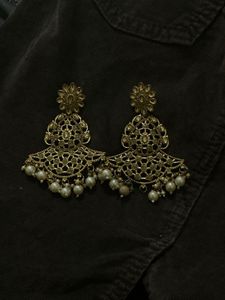 Elegant Gold & Pearl Statement Earrings