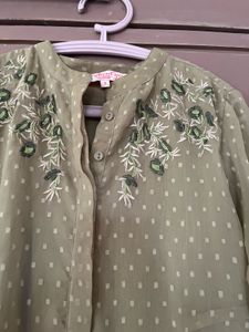 Green Woven Kurta