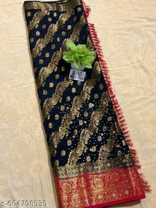 Elegant Black &amp; Gold Saree Blaton soft silk