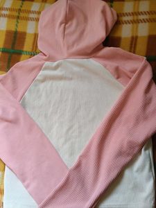 Pink &amp; White Graphic Hoodie