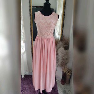 Pink Lace Maxi Dress