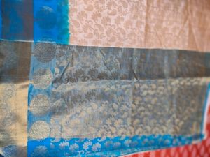 Cream With Blue Saree