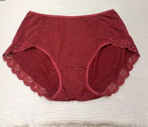Burgundy Lace Trim Briefs