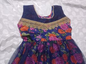 Anarkali style floral net gown