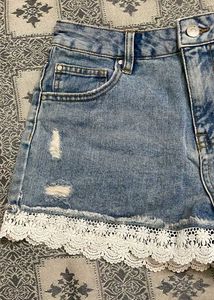 Denim Lace Shorts