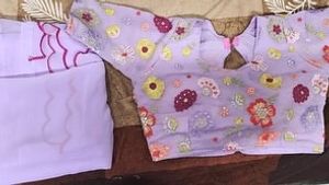 Lavender Embroidery Georgette Party WearSaree