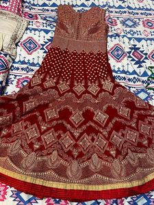 red colour suit with dupatta Pant