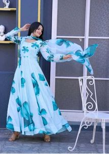 Women Floral Printed Georgette Anarkali Kurta