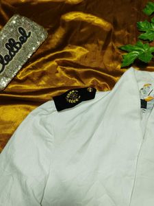 White Cropped Military Jacket