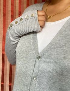 grey long buttoned Shrug