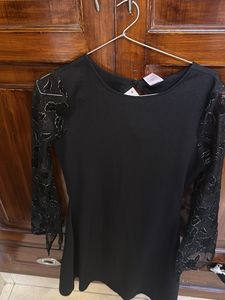 Little Black Dress with Lace Sleeves