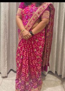 Pink Bandhni Saree