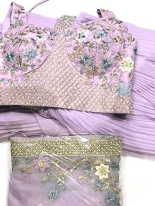 🆕️🆕️Lavender Indowestern Lehenga Saree with Shru