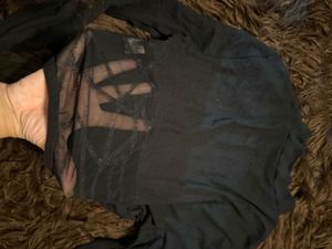 Black Long Sleeve Top W sheer design