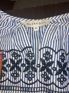 Striped Embroidered Top