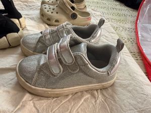 Girls Silver Glitter Sneakers
