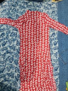 Pink &amp; White Print Kurta