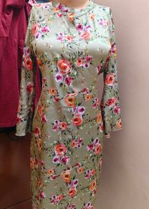 Floral Print  satin Kurta