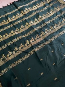 Elegant Green Saree with Embroidery