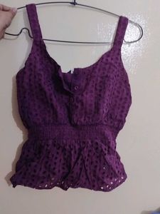 Broderie Anglaise Purple Top