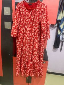 Floral Red Dress