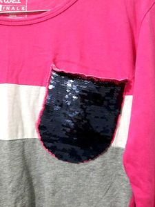Pink &amp; Grey Long Sleeve Top