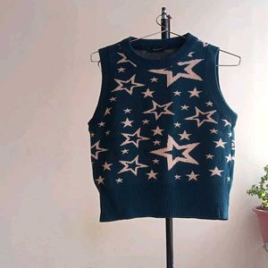 Star Pattern Sleeveless Sweater