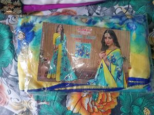 Pink &amp; White Embroidered Saree Mashaallah Combo