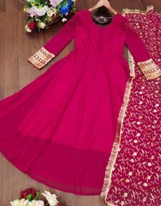 a pink/ rani colour anarkali dress for women