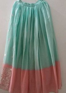 Green And Pink Crop Top Lehenga Choli