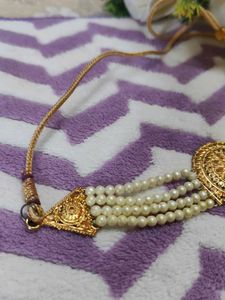 Pearl and Gold Tone Adjustable Necklace