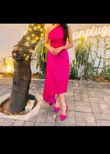 Hot Pink One-Shoulder Dress