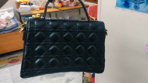 Quilted Black Top Handle Bag