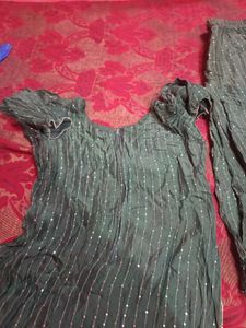 Green Embellished Kurta Palazzo Set