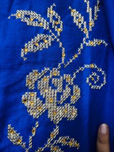 Blue- Cream Unstitch Kurta Salwar Set