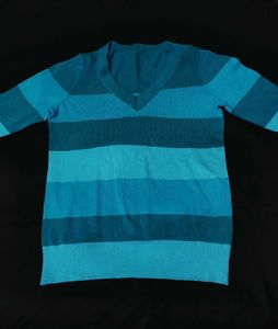 New Striped Blue Sweater for Women Size-S