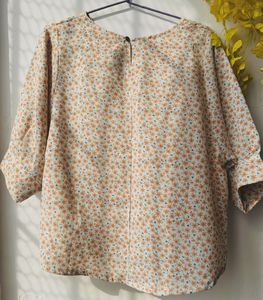 Orange Floral Print Top